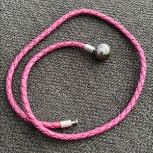 PANDORA Bracelet Pink Woven Leather